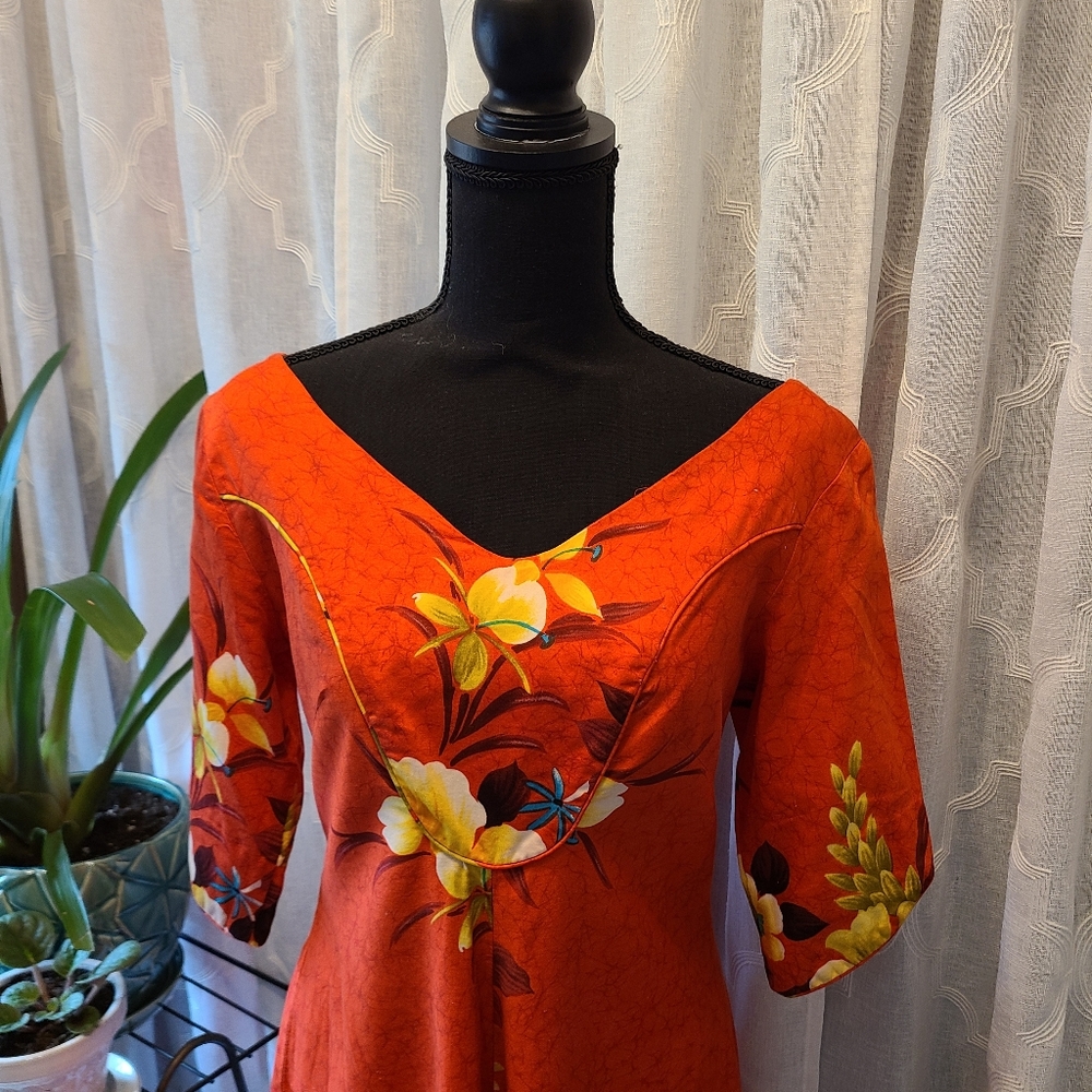 Vintage Red Tiki Aloha Dress